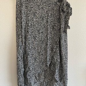 American Eagle Outfitters Black and White Leopard Print Wrap Skirt